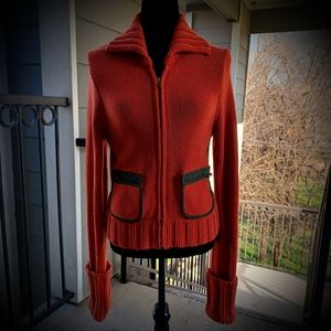 Lucky Brand Vintage Zip Front Chunky Knit Cardigan